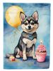 Alaskan Klee Kai Happy Birthday House Flag Large Porch Sleeve Pole Decorative Outside Yard Banner Artwork Wall Hanging, Polyester, House Size, Multicolor_maomaolike.com