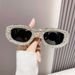 Unisex Fashion Round Diamond Studded Sunglasses Sun Protection Sunglasses Outdoor Rhinestone Glasses_maomaolike.com