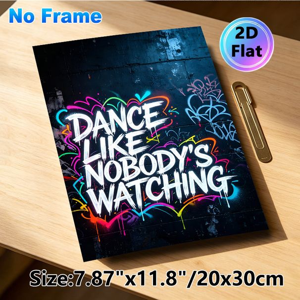 Dance Quote Painting Poster, Vibrant Neon Graffiti Typography Poster, Motivational Expressive Decor Suitable For Dance Studio, Living Room, Bedroom_maomaolike.com
