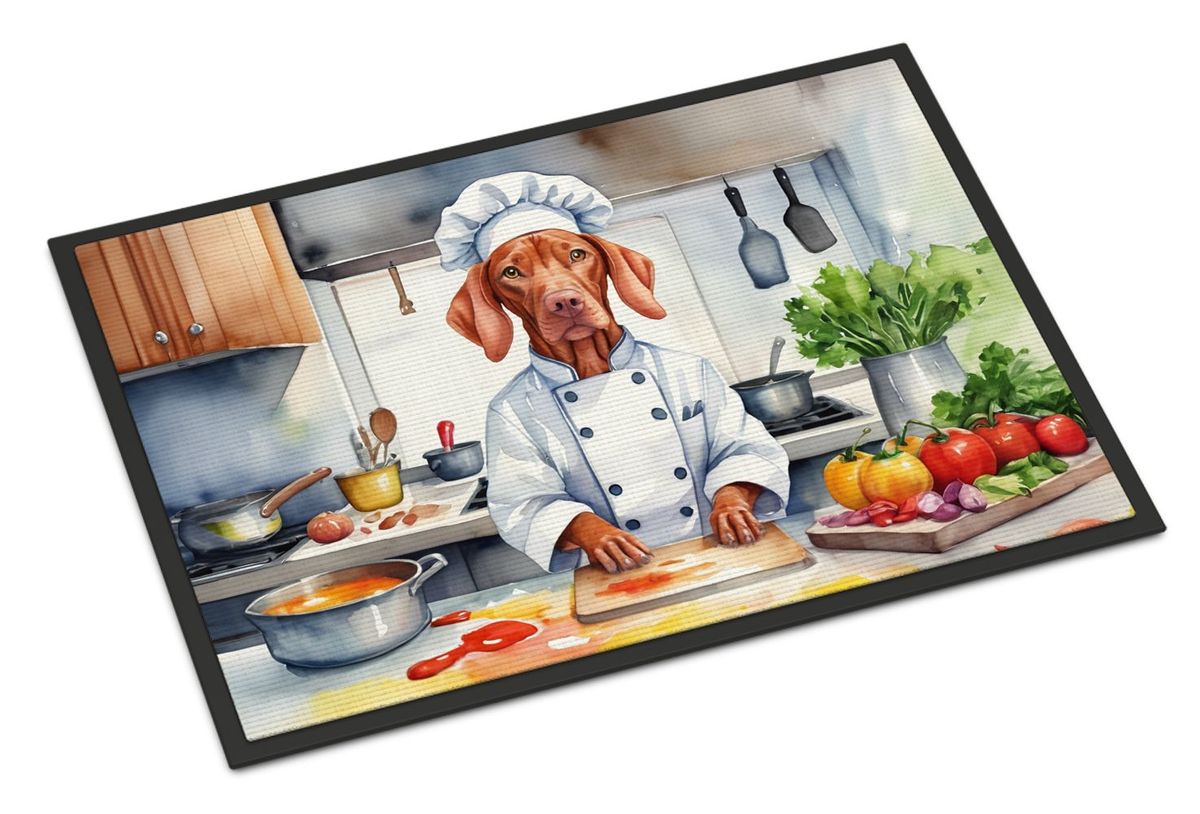 Vizsla The Chef Doormat Front Door Mat Indoor Outdoor Rugs For Entryway, Non Slip Washable Low Pile, 24H X 36W_maomaolike.com