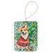 Corgi Christmas Porcelain Ornament Christmas Tree Hanging Decorations For Home Christmas Holiday, Rectangle, Gift, Multicolor_maomaolike.com