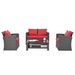 Patio Furniture, Outdoor Furniture, Seasonal PE Wicker Furniture, Four Set Wicker Furniture With Black Tempered Glass Coffee Table_maomaolike.com