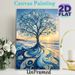 Beach Swirl Tree Painting Poster, Vibrant Swirly Artistic Tree With Sunset Beach Scene Poster, Eye-catching Decorative Piece Ideal For Living Room_maomaolike.com