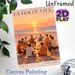 Beach Sunset Musical Gathering Painting Poster, Warm-toned Vintage-style Coastal Scene Poster, Cozy Joyful Social Design, Ideal For Living Room_maomaolike.com