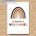 Bohemian Rainbow Welcome Painting Poster, Earthy-toned Minimalist Poster, Warm-hued Rainbow With Welcoming German Text, Inviting Decor Ideal For_maomaolike.com