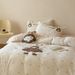 1 Cartoon Patch Embroidery Waffle Milk Bedding Set Winter Thickened Warm Double-Sided Velvet Duvet Cover_maomaolike.com