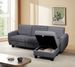 Grey Corduroy Fabric Sofa With OTTOMAN_maomaolike.com