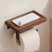 Walnut Storage Rack Bathroom Wall-Mounted No-Drill Toilet Solid Wood Tissue Box Roll Paper Holder_maomaolike.com