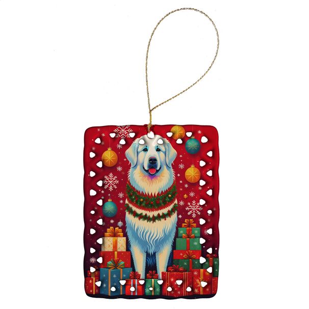 Great Pyrenees Holiday Christmas Porcelain Ornament Christmas Tree Hanging Decorations For Home Christmas Holiday, Rectangle, Gift, Multicolor_maomaolike.com
