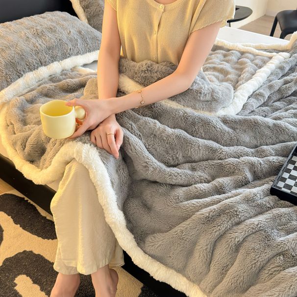 Factory Wholesale Foreign Trade Solid Color Bubble Rabbit Fur Nap Sofa Cross-Border E-commerce Export Velvet Blanket_maomaolike.com