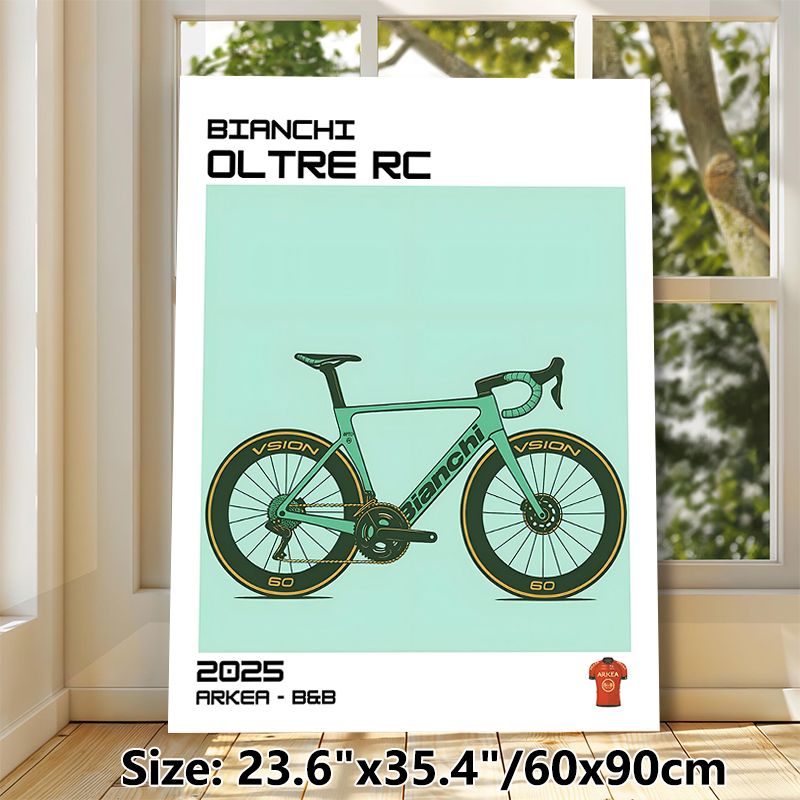 Bianchi Oltre RC Road Bike Painting Poster, Sleek Minimalist Flat Graphic Style Poster, Ideal For Cycling Enthusiasts, Suitable For Home, Office Or_maomaolike.com