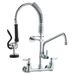 VEVOR Commercial Faucet With Pre-Rinse Sprayer, 21" Height, 8" Center, 12" Swing Spout, Wall Mount Kitchen Sink Faucet, Brass Constructed Device With Pull Down Spray, For 1/2/3 Compartment Sink_maomaolike.com