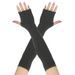 Unisex Long half-finger gloves with wooden ear edge Knitted warm cotton solid color open finger ruffled extended gloves_maomaolike.com