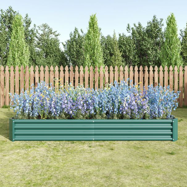 Raised Garden Bed Kit - Metal Raised Bed Garden 7.6x3.7x0.98ft For Flower Planters, Vegetables Herb Green_maomaolike.com