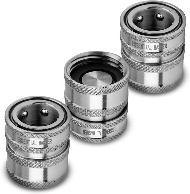 ESSENTIAL WASHER 3/4 Stainless Steel Garden Hose Check Valve Quick Connect Fitting (3 Pack)_maomaolike.com