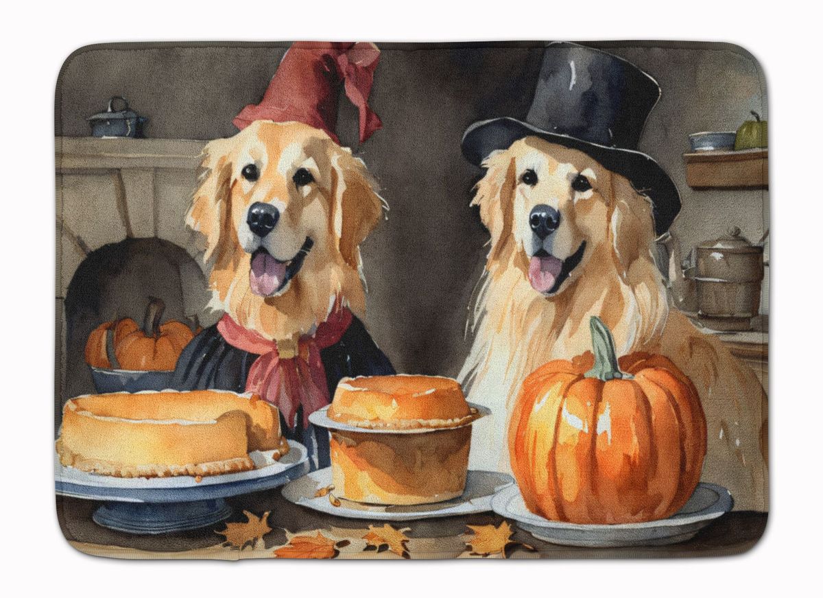 Golden Retriever Fall Kitchen Pumpkins Memory Foam Kitchen Mat Machine Washable Anti-Fatigue Mat Cushion Comfort Bath Mat Or Kitchen Rug_maomaolike.com