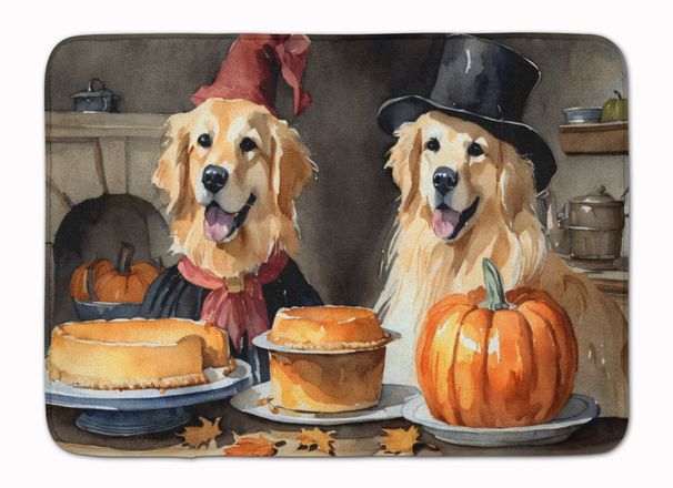 Golden Retriever Fall Kitchen Pumpkins Memory Foam Kitchen Mat Machine Washable Anti-Fatigue Mat Cushion Comfort Bath Mat Or Kitchen Rug_maomaolike.com