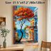 Coastal Town Painting Poster, Vibrant Impressionist-style Colorful Seaside Street With Autumn Tree & Ocean View Poster, Brings Warm Scenic Ambiance_maomaolike.com