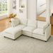 Convertible Sectional Sofa Couch With Ottoman, Cloud Couch 3 Seat L Shaped Sofa With Padded Armrests, Cloud Sofa For Living Room, Apartment And Office, Beige(Beige White)_maomaolike.com