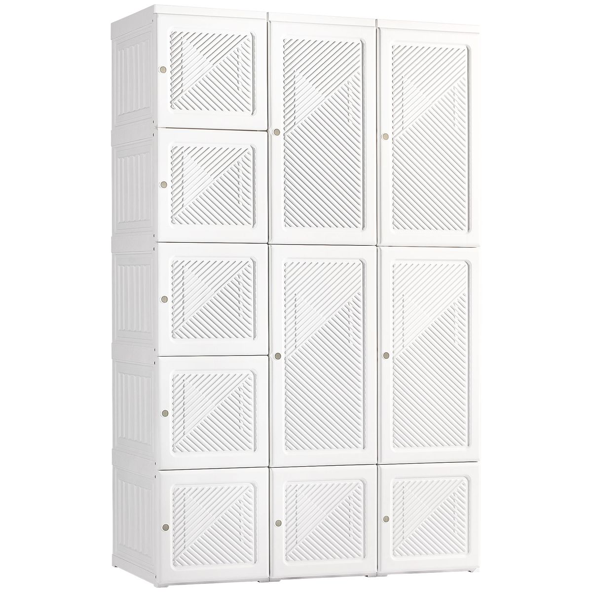 Portable Wardrobe Closet, Folding Clothes Storage Organizer With 8 Cube Compartments, 2 Hanging Rods, 11 Magnet Doors, White_maomaolike.com