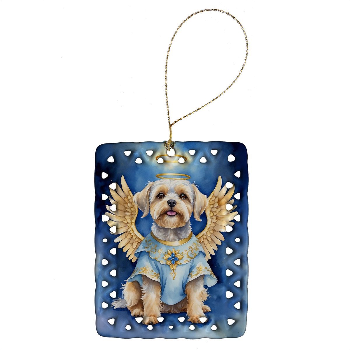 Dandie Dinmont Terrier My Angel Porcelain Ornament Christmas Tree Hanging Decorations For Home Christmas Holiday, Rectangle, Gift, Multicolor_maomaolike.com