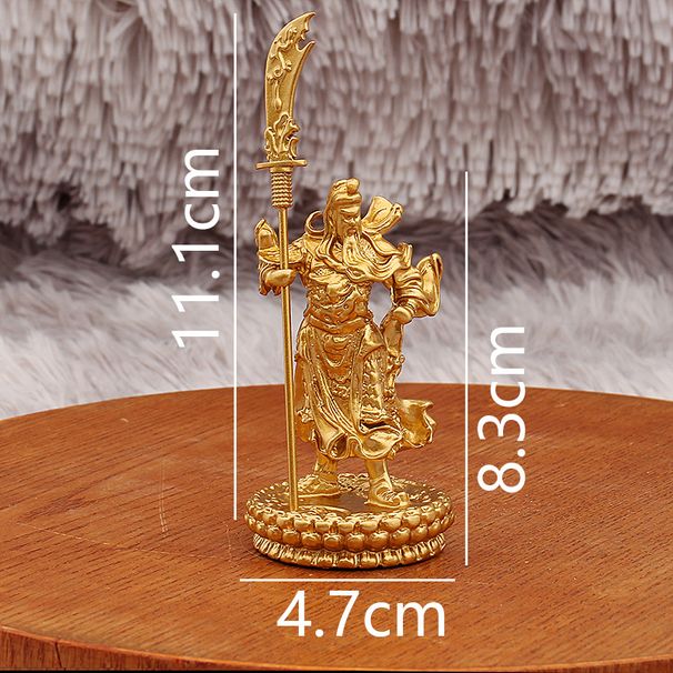 Golden Guan Gong God Of Wealth Statue With Knife Lotus Base For Home And Office Decoration Metal Craft_maomaolike.com