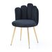 Modern Velvet Dining Chairs Set Of 2, Upholstered Woven Dining Chair With Golden Metal Legs, Upholstered Dining Chairs For Dining Room, Kitchen, Vanity, Living Room BLACK_maomaolike.com