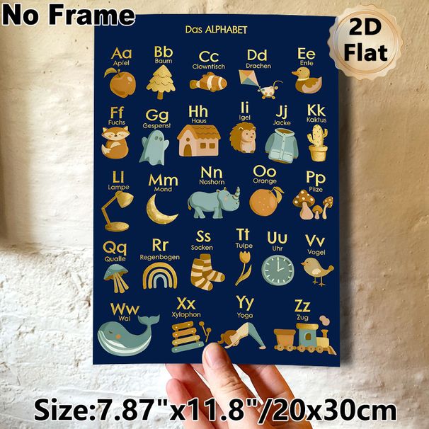 German Alphabet Painting Poster, Warm-toned Cute Cartoon Style Poster, Aids German Letter Learning, Ideal For Study Room And Living Area_maomaolike.com