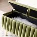 Oval Storage Bench With Gold Legs,Velvet Fabric ,Woven,Upholstered Ottoman Storage Benches For Bedroom End Of Bed,Sherpa Fabric Bench For Living Room,Dining Room,Entryway,Bed Side,Olive Green_maomaolike.com