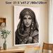 Ethnic Female Portrait Painting Poster, Vintage Sepia-toned Tribal Ornamented Lady Poster, Exquisite Cultural Art Piece For Living Room, Bedroom Wall_maomaolike.com