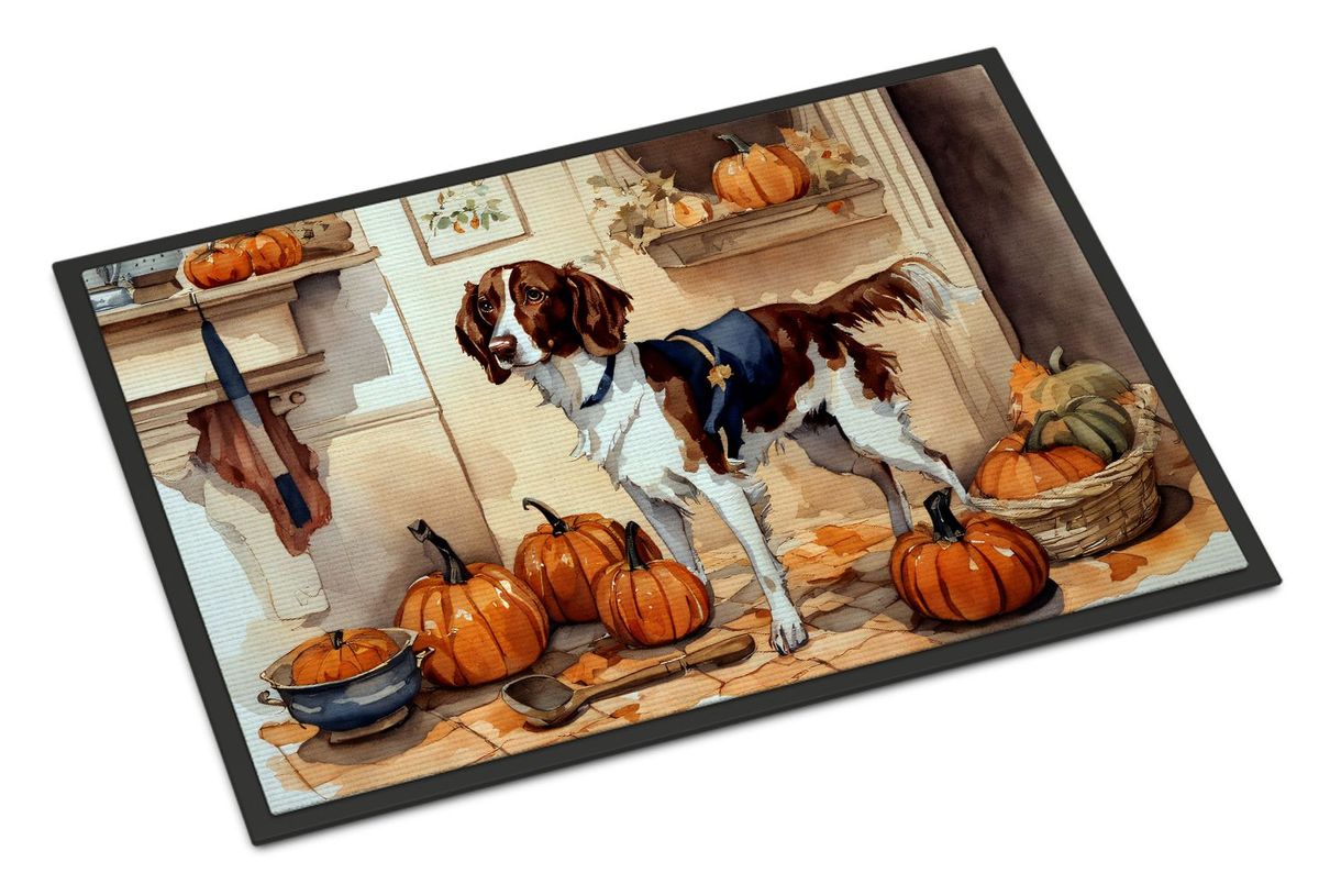 Brittany Fall Kitchen Pumpkins Doormat Front Door Mat Indoor Outdoor Rugs For Entryway, Non Slip Washable Low Pile, 24H X 36W_maomaolike.com