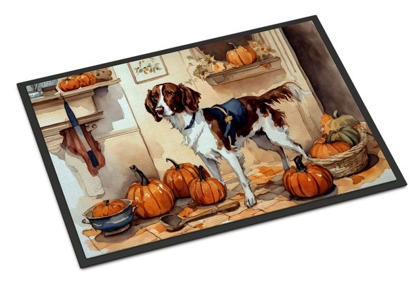 Brittany Fall Kitchen Pumpkins Doormat Front Door Mat Indoor Outdoor Rugs For Entryway, Non Slip Washable Low Pile, 24H X 36W_maomaolike.com