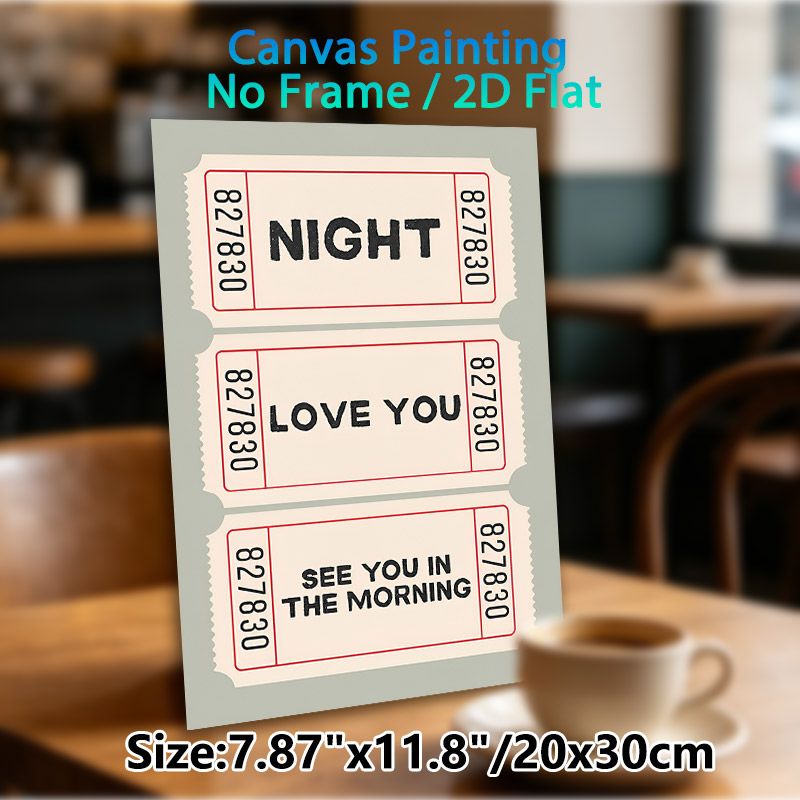 Love Quote Retro Ticket Painting Poster, Vintage Minimalist Ticket-style Print Poster, Warm Sentimental Wording Adds Cozy Atmosphere For Bedroom_maomaolike.com