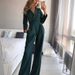 Women's long skirt jumpsuit slanted placket mid-waist temperament commuting jumpsuit_maomaolike.com