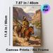 Native American Horseman & Horse Herd Painting Poster, Vintage Western Realistic Oil Painting Poster, Captivating Canyon Riverside Historical Scene_maomaolike.com