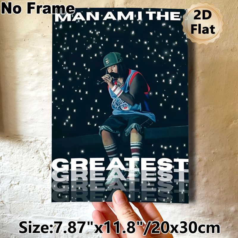 Hip-hop Singer Painting Poster, Atmospheric Stage Performance With Starry Backdrop Poster, Eye-catching Rap-themed Decor Ideal For Music Studio_maomaolike.com