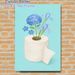 Blue Floral Toilet Roll Themed Painting Poster, Whimsical Soft Illustrative Poster, Unique Flower-in-toilet-roll Design Brings Lighthearted Charm_maomaolike.com