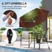 4 Piece Outdoor Bar Set With Umbrella, Patio Dining Set With 2 Folding Chairs, Wave Textured Tempered Glass Table For Backyard, Garden, Deck, Poolside, Beige_maomaolike.com