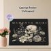 Memento Mori Skull & Floral Painting Poster, Vintage Monochrome Detailed Skull With Wild Floral Illustration Poster, Thought-provoking Wall Art For_maomaolike.com