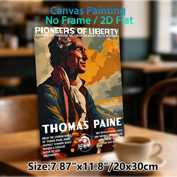 Thomas Paine Pioneers Of Liberty Painting Poster, Vibrant Retro Graphic Portrait Poster, Educational Patriotic Piece Ideal For Home Study, Office And_maomaolike.com