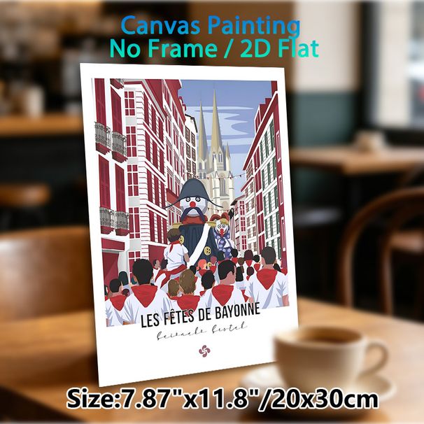 Bayonne Festival Parade Painting Poster, Vibrant Flat-style Festive Street Scene Poster, Captures Lively Holiday Gathering Atmosphere, Ideal For Home_maomaolike.com