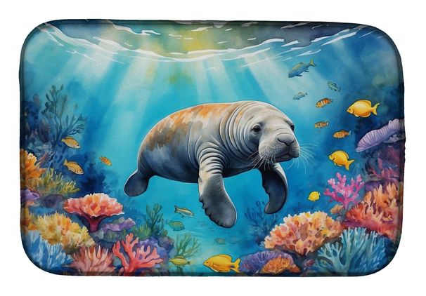 Summer Manatee Dish Drying Mat Absorbent Dish Drying Mat Pad For Kitchen Counter Dish Drainer Mat For Countertop, 14 X 21", Multicolor_maomaolike.com