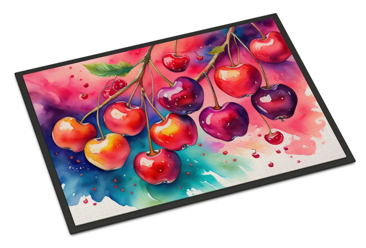 Colorful Cherries Doormat Front Door Mat Indoor Outdoor Rugs For Entryway, Non Slip Washable Low Pile, 24H X 36W_maomaolike.com