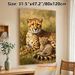 Cheetah Family Painting Poster, Realistic Oil Style Poster, Warm Scene Of Adult Cheetah With Cub In Savanna Grass, Elegant Animal Artwork For Living_maomaolike.com