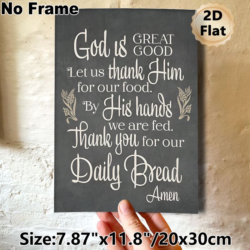 Religious Gratitude Prayer Painting Poster, Vintage Chalkboard-style Poster, Inspirational Faith-based Script With Wheat Motifs, Suitable For Dining_maomaolike.com