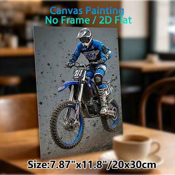 Motocross Themed Painting Poster, Dynamic Realistic Action Scene Poster, Vibrant Off-road Motorbike Racing Design, Suitable For Man Cave, Garage And_maomaolike.com