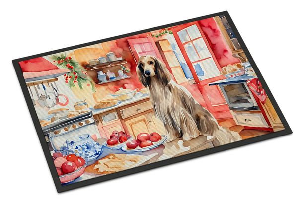 Afghan Hound Christmas Cookies Doormat Front Door Mat Indoor Outdoor Rugs For Entryway, Non Slip Washable Low Pile, 24H X 36W_maomaolike.com