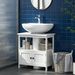 Pedestal Sink Storage Cabinet, Bathroom Under Sink Cabinet With 2 Doors And Open Shelf_maomaolike.com