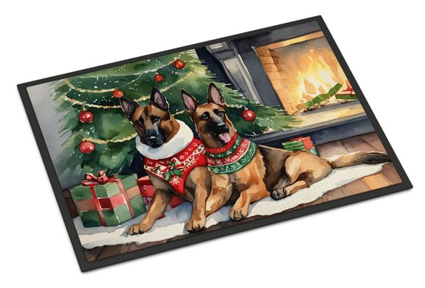 Belgian Malinois Cozy Christmas Doormat Front Door Mat Indoor Outdoor Rugs For Entryway, Non Slip Washable Low Pile, 24H X 36W_maomaolike.com