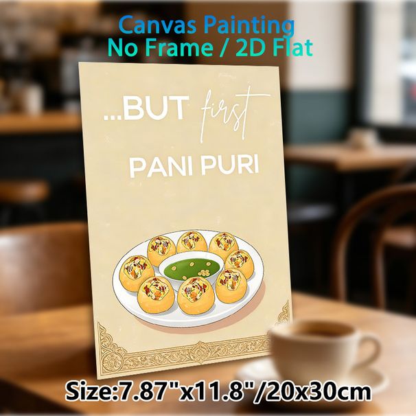 Pani Puri Themed Painting Poster, Retro-style Illustrated Indian Snack Poster, Warm Food-inspired Decor Ideal For Kitchen And Dining Area_maomaolike.com